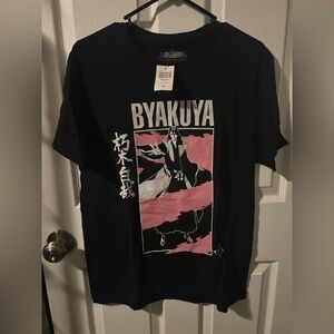 Bleach Byakuya Kuchiki Black and Pink Graphic T-Shirt